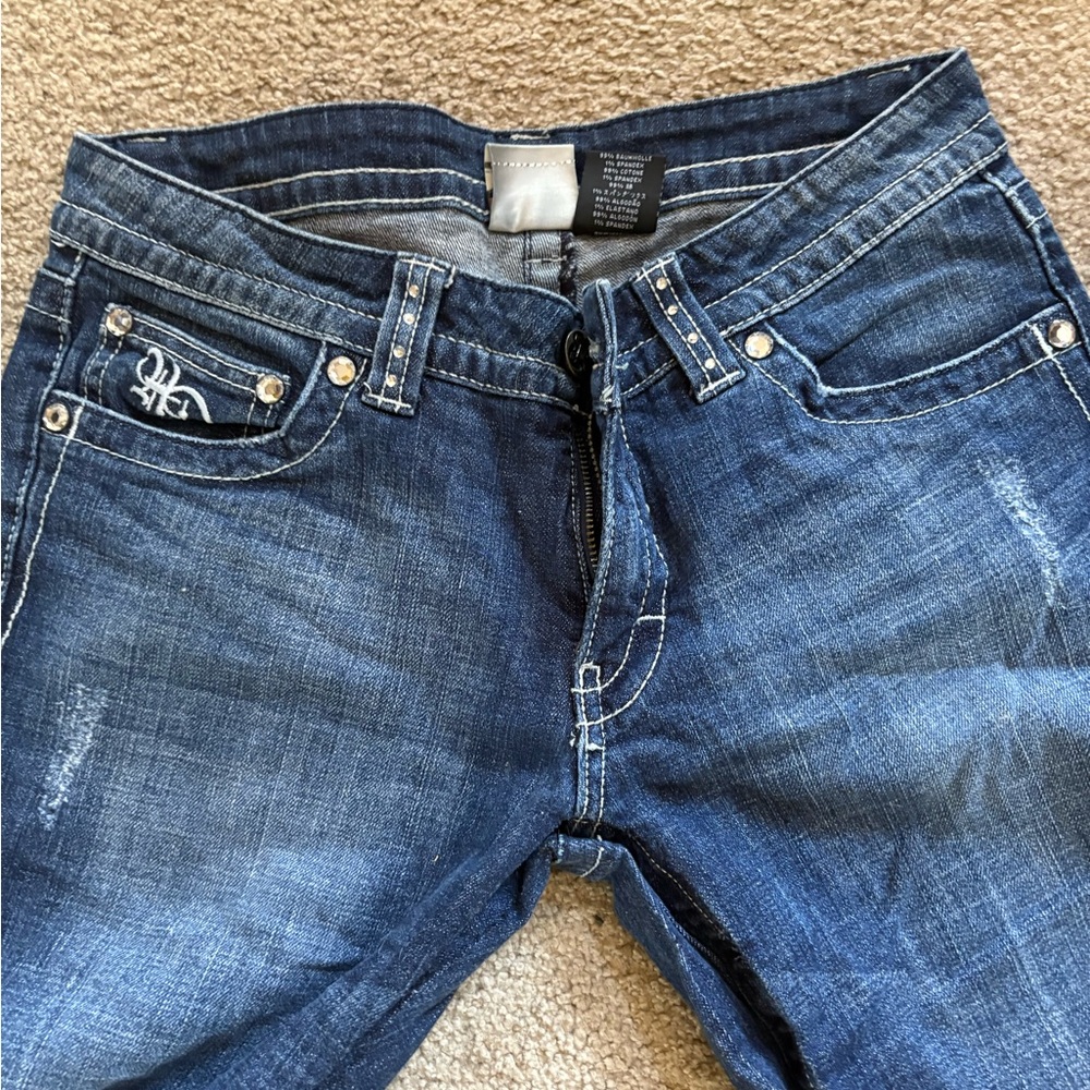 Harley-Davidson Blue Boyfriend Jeans with Distressed Details